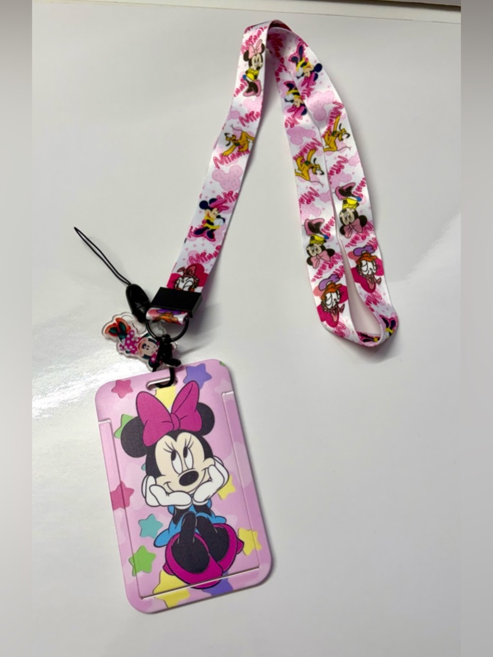 Disney Minnie Mouse Pink and Yellow Lanyard with ID & keys Holder